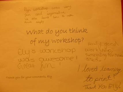 Graffiti sheet comments from Bronze PD workshop