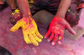 Hands with dye on from Holi festival