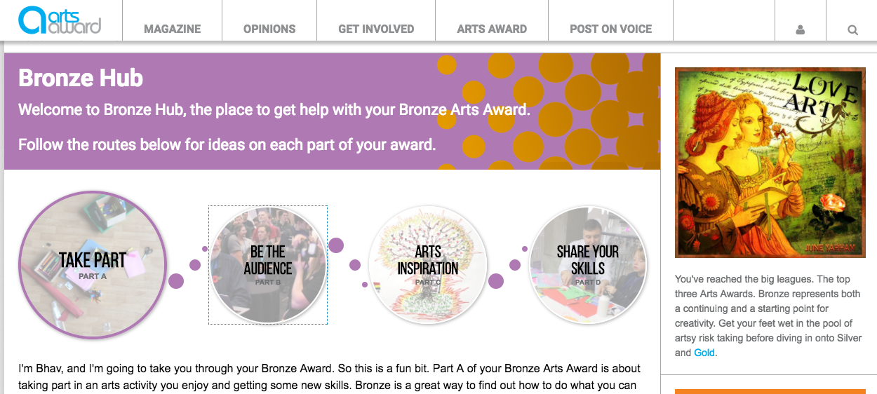 Bronze & Gold Hubs from Arts Award Voice